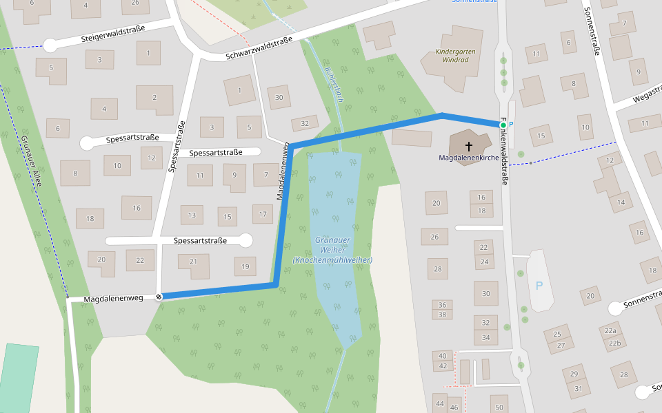 Magdalenenweg walking route map in Bayreuth