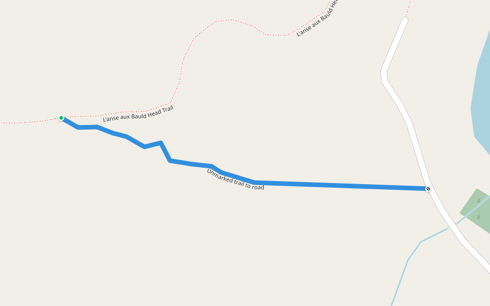 Unmarked trail to road walking route map in Saint Lunaire-Griquet