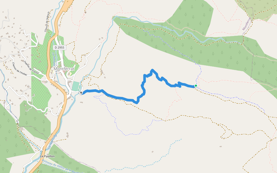 La Baudron walking route map in Montferrat