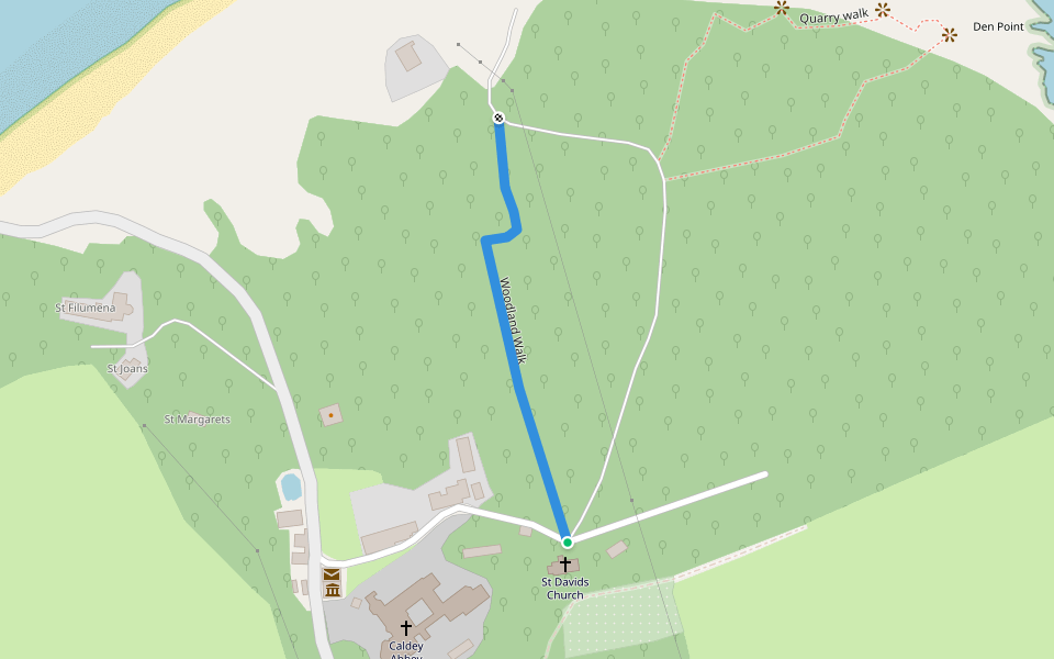 Woodland Walk walking route map in Caldey Island