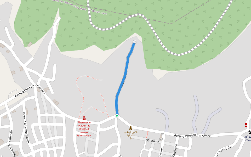 Avenue Obaida Ibn El Jarrah walking route map in Tétouan