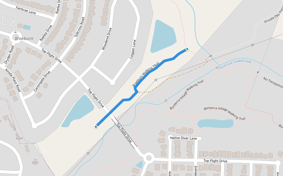 Braeburn Walking TRail walking route map in Indian Trail
