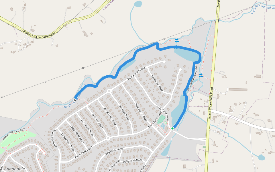 Unnamed Walking Trail walking route map in Indian Trail