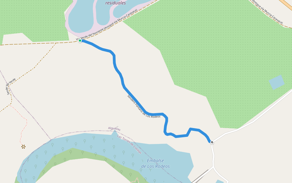 Sendero Pantano de Los Rodeos walking route map in Alguazas