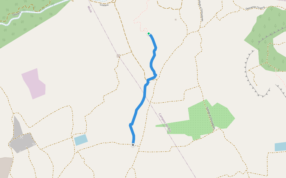 Rambla de Yechar walking route map in Campos del Río