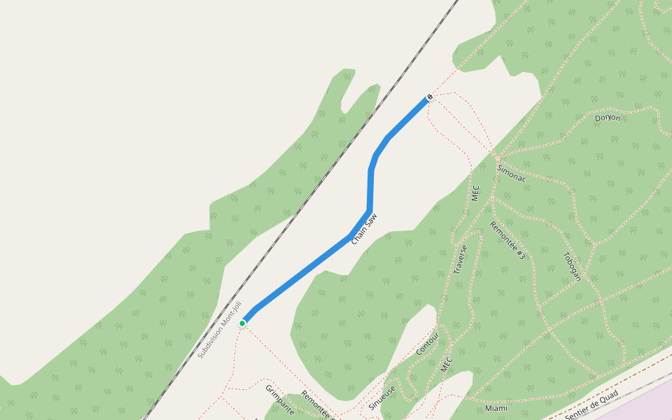 Chain Saw walking route map in Rivière-du-Loup