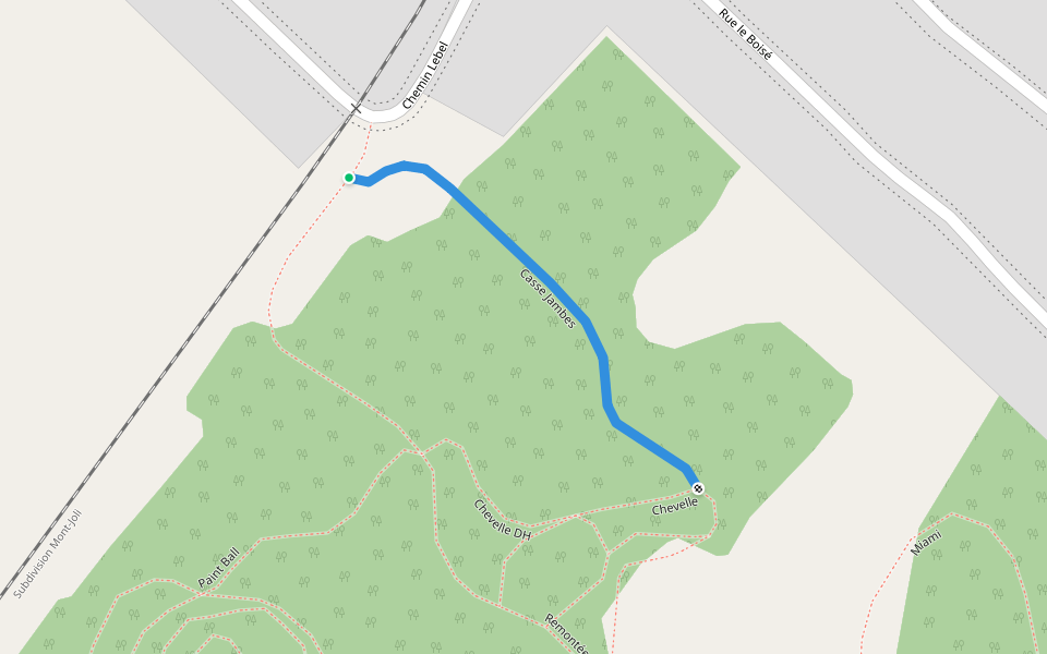 Casse Jambes walking route map in Cacouna