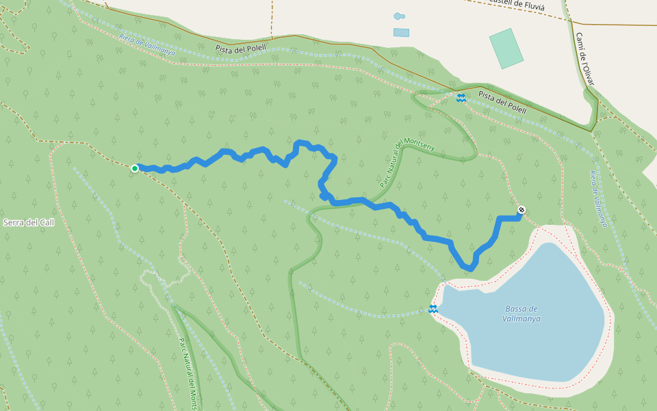 Corriol de Serra del Gall a Bassa de Vallmanya walking route map in Sant Esteve de Palautordera