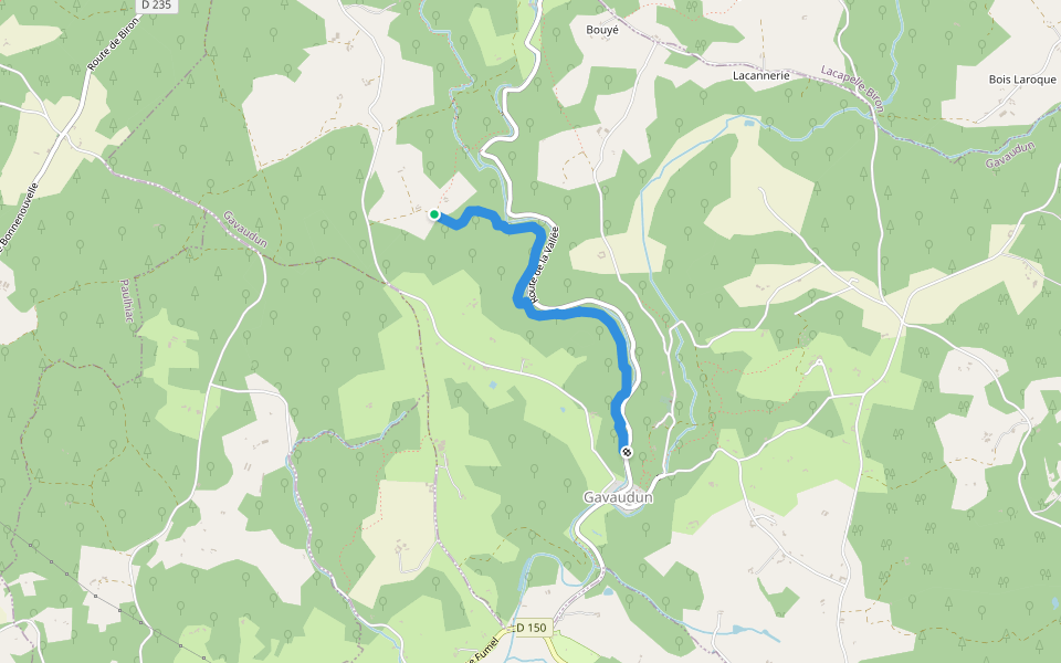 Chemin des Moulins walking route map in Gavaudun