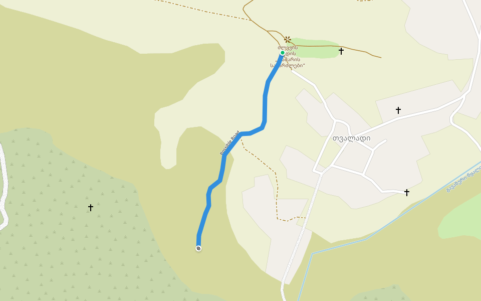 Possible Road walking route map in Tvaladi