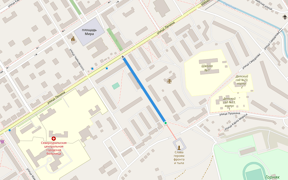 бульвар Моисеева walking route map in Severouralsk