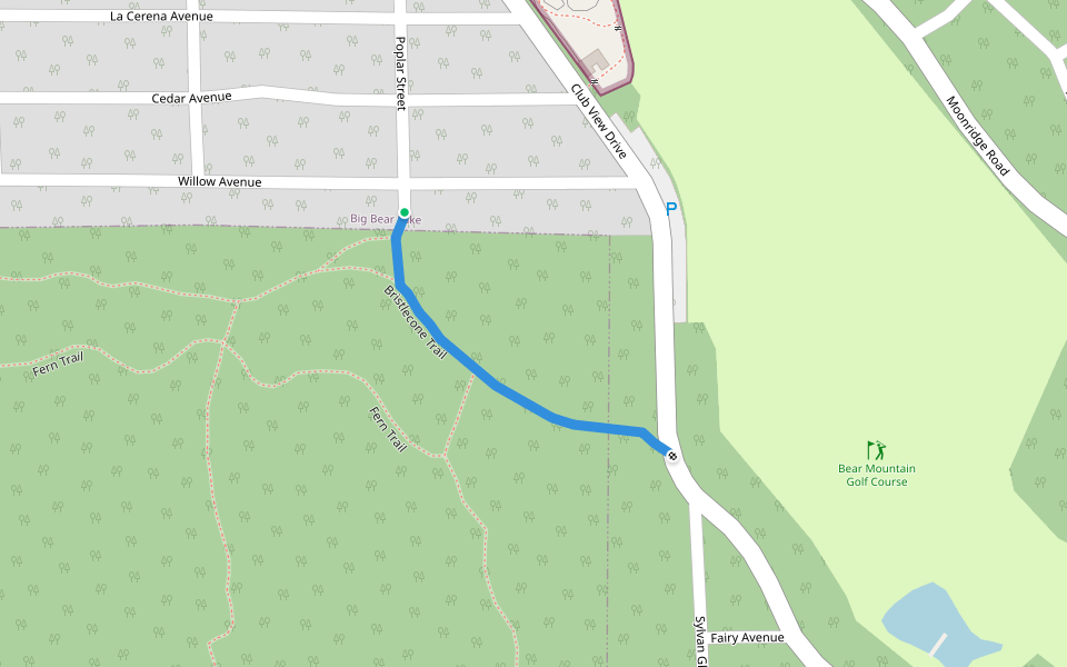 Bristlecone Trail walking route map in Big Bear Lake