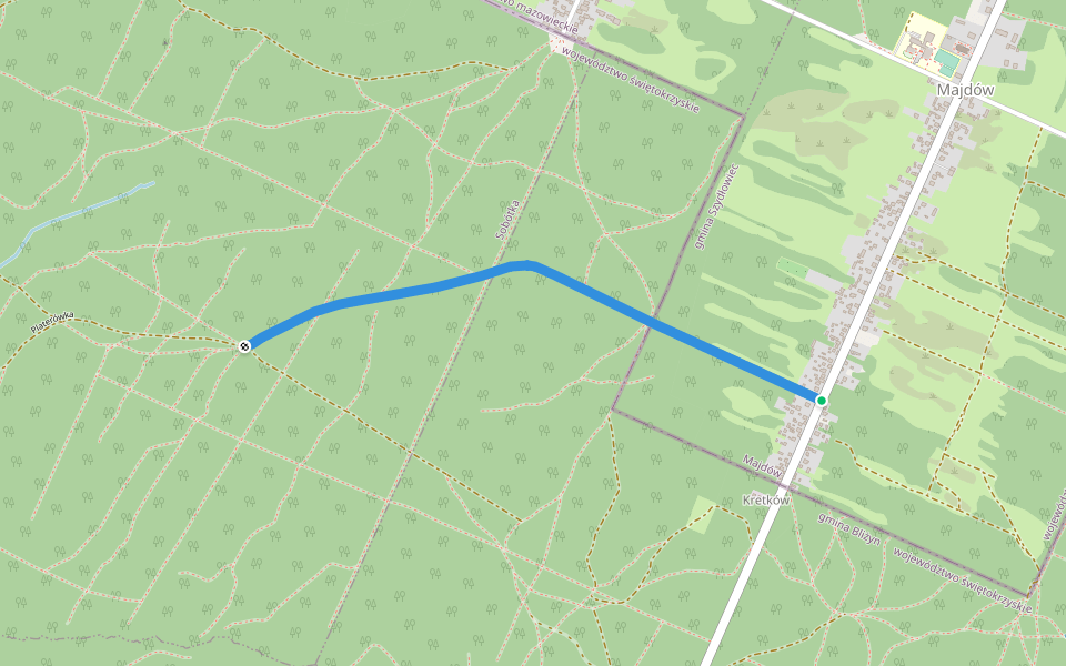 Platerówka walking route map in Majdów