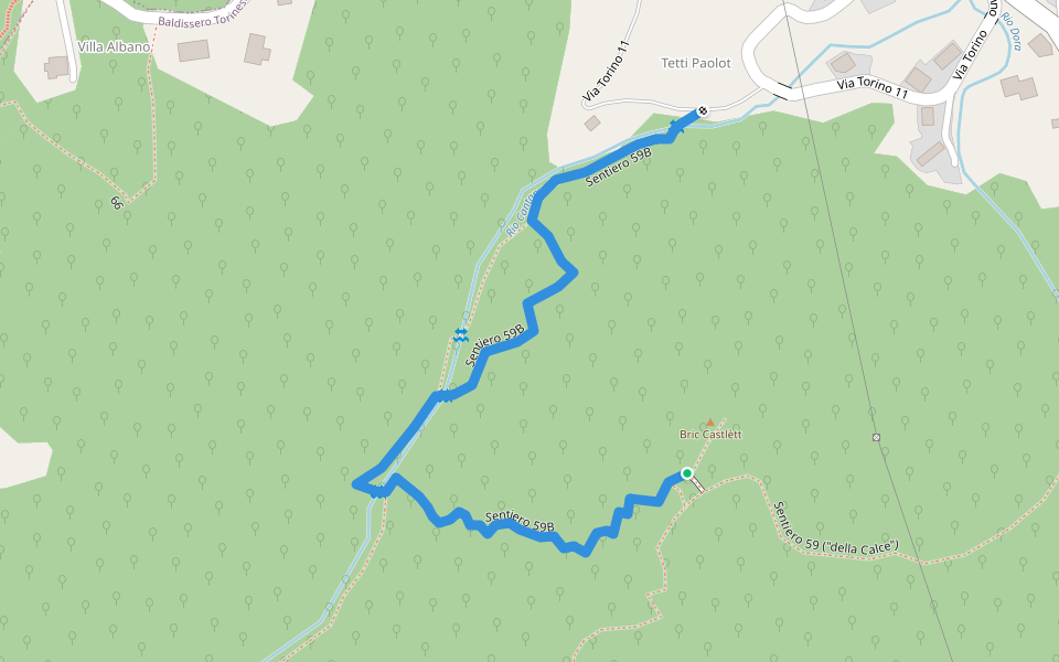 Sentiero 59B walking route map in Rivodora