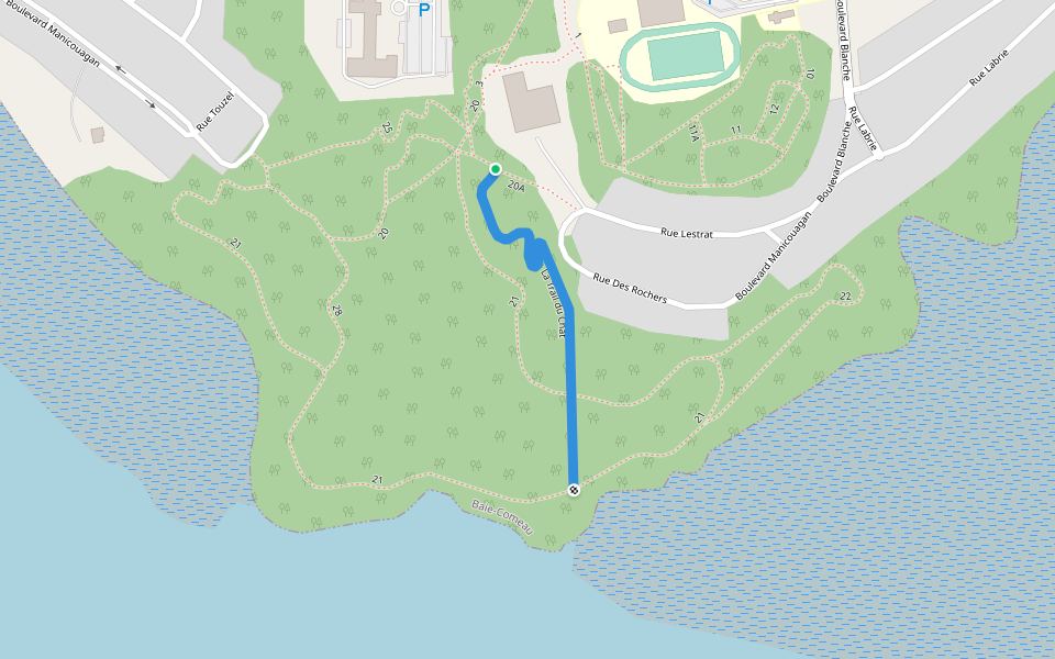 La Trail du Chat walking route map in Baie-Comeau