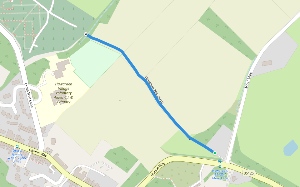 Flintshire 303/49/10 walking route map in Hawarden