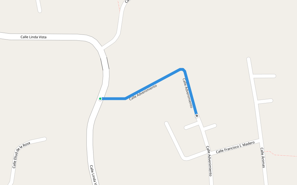 Calle Advenimiento walking route map in San Nicolás Zecalacoayan