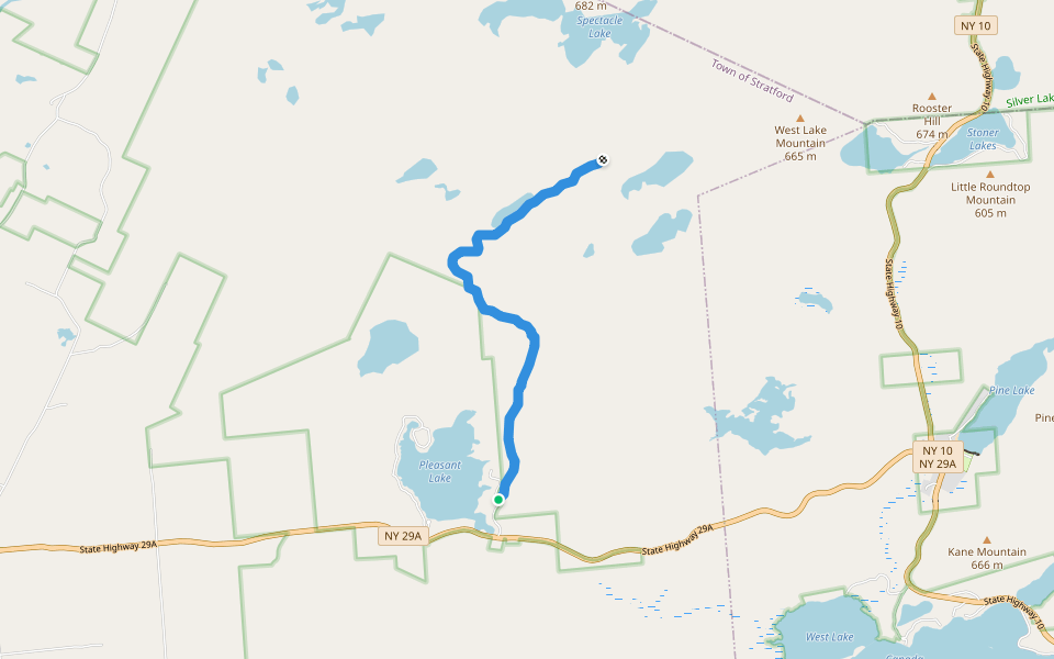 Long Lake Trail walking route map in Stratford