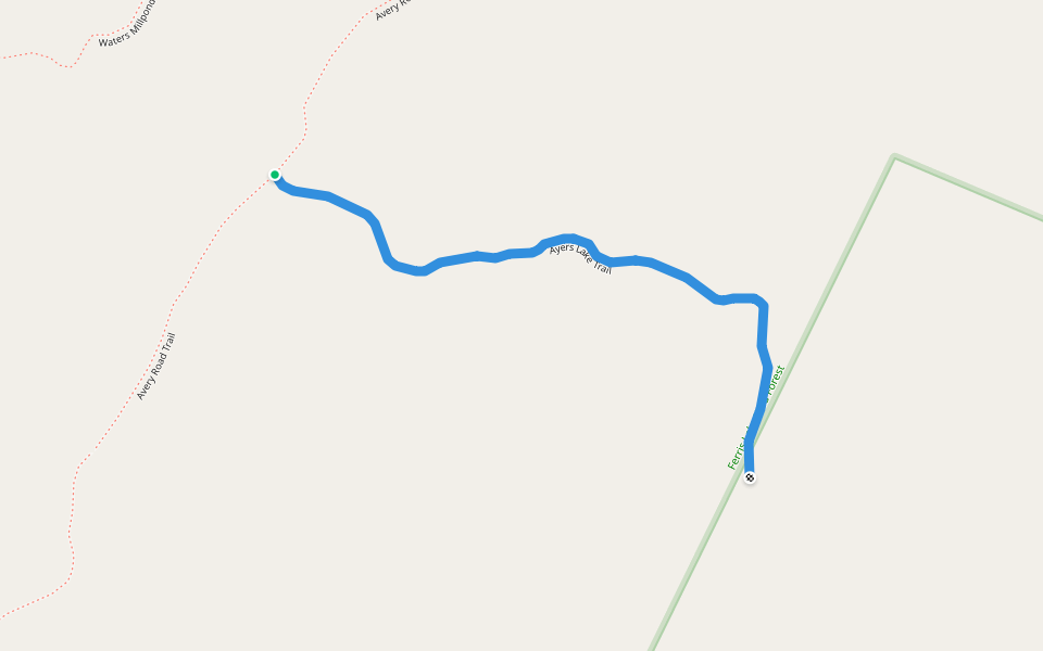 Ayers Lake Trail walking route map in Stratford