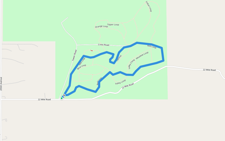 Red Loop walking route map in Paris