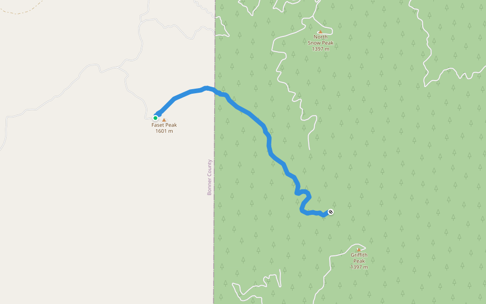 Ermine Ridge Trail walking route map in Clark Fork