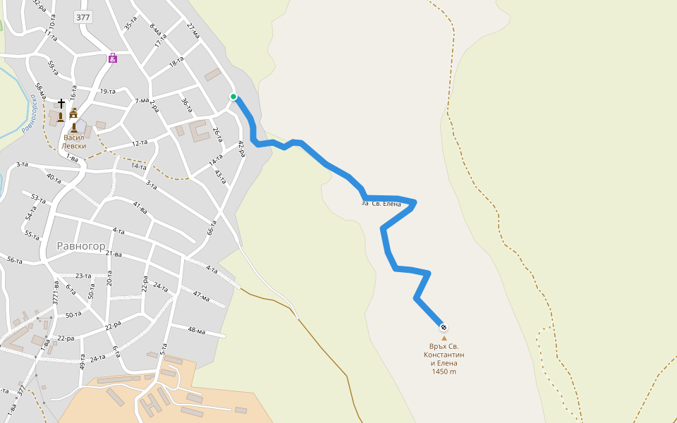 за  Св. Елена walking route map in Ravnogor