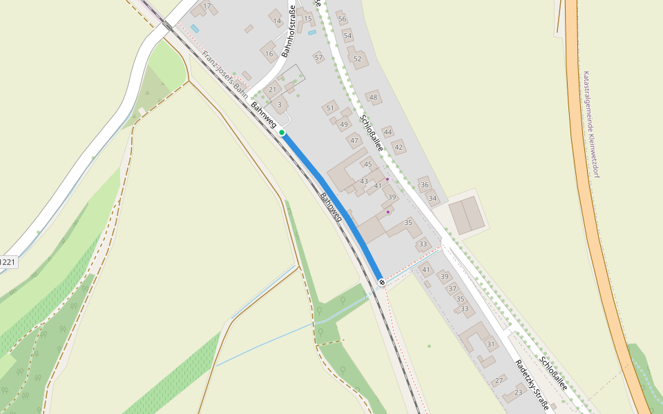 Bahnweg walking route map in Glaubendorf