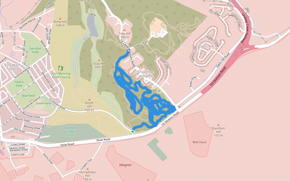 Second Left MTB Trail walking route map in Fort Moore