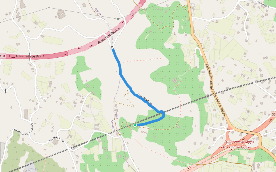 Pista Down-Hill walking route map in Sanremo