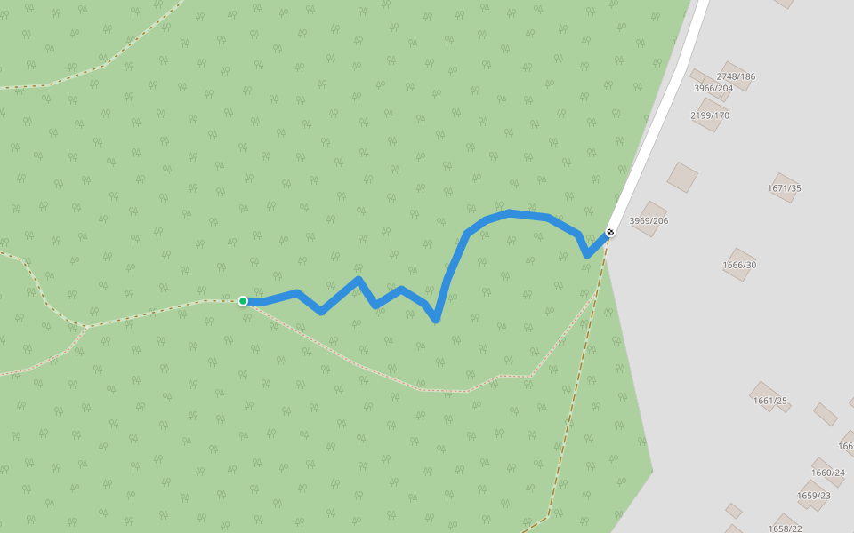 Snin. singletrack walking route map in Snina