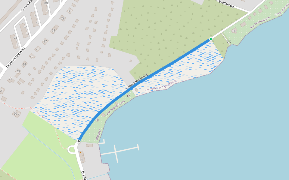 Dreilindengrund walking route map in Wolgast