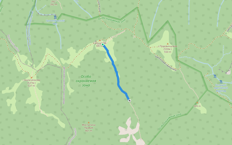 Спуск с горы Свинцовой walking route map in Shapsugskaya