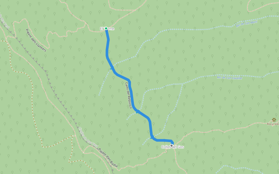 Camí del Reblinco walking route map in Canet d'Adri