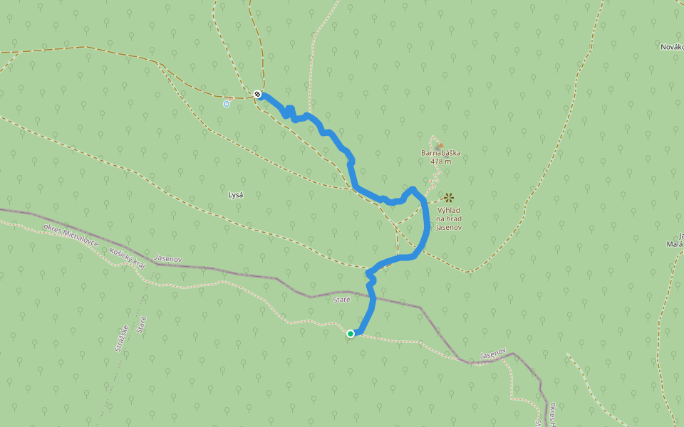 MYSTIKA trail walking route map in Jasenov