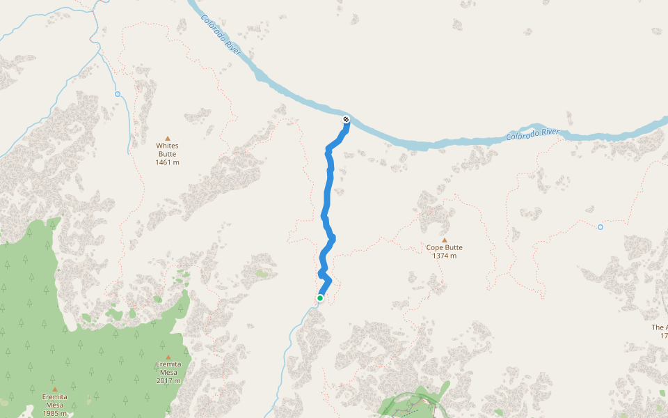 Hermit Creek Trail walking route map in Grand Canyon Village