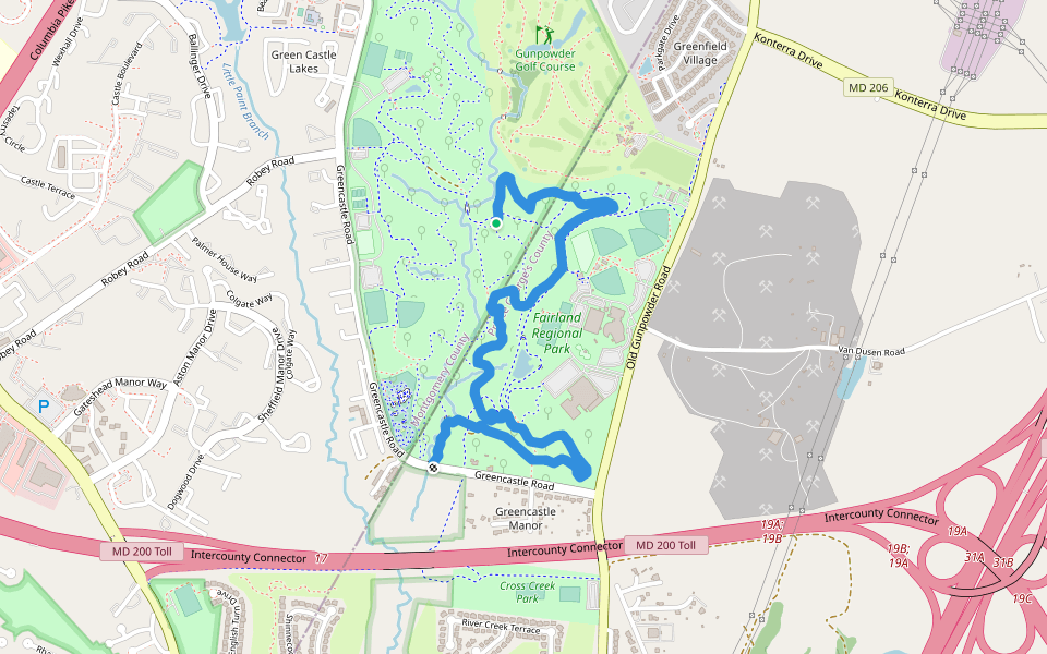Viper Trail walking route map in Burtonsville