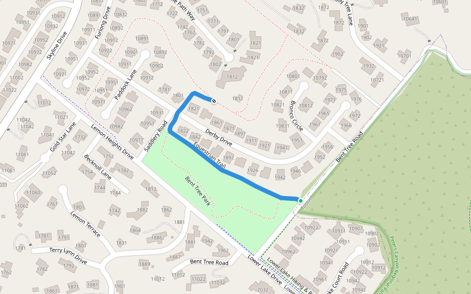 Equestrian Trail walking route map in Santa Ana