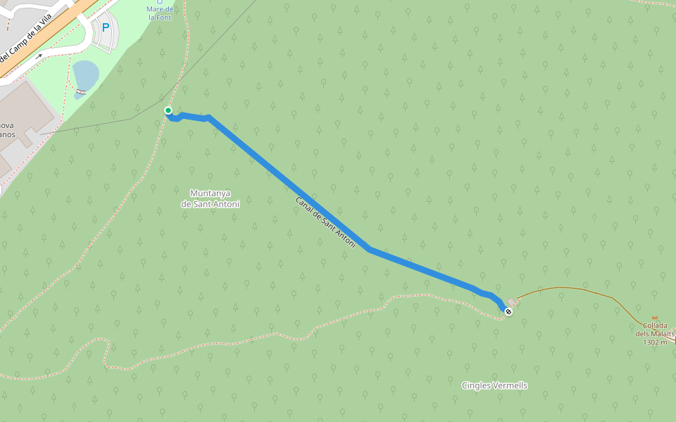 Canal de Sant Antoni walking route map in Camprodon