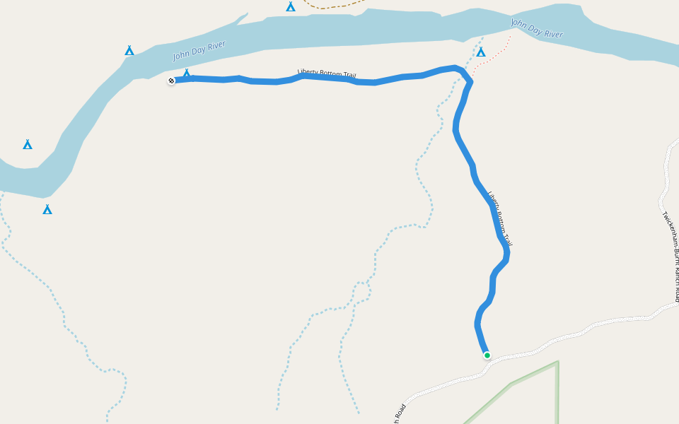 Liberty Bottom Trail walking route map in Mitchell