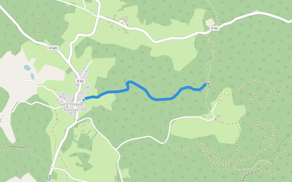 Chemin du Moulin walking route map in Saint-Hilaire-Foissac