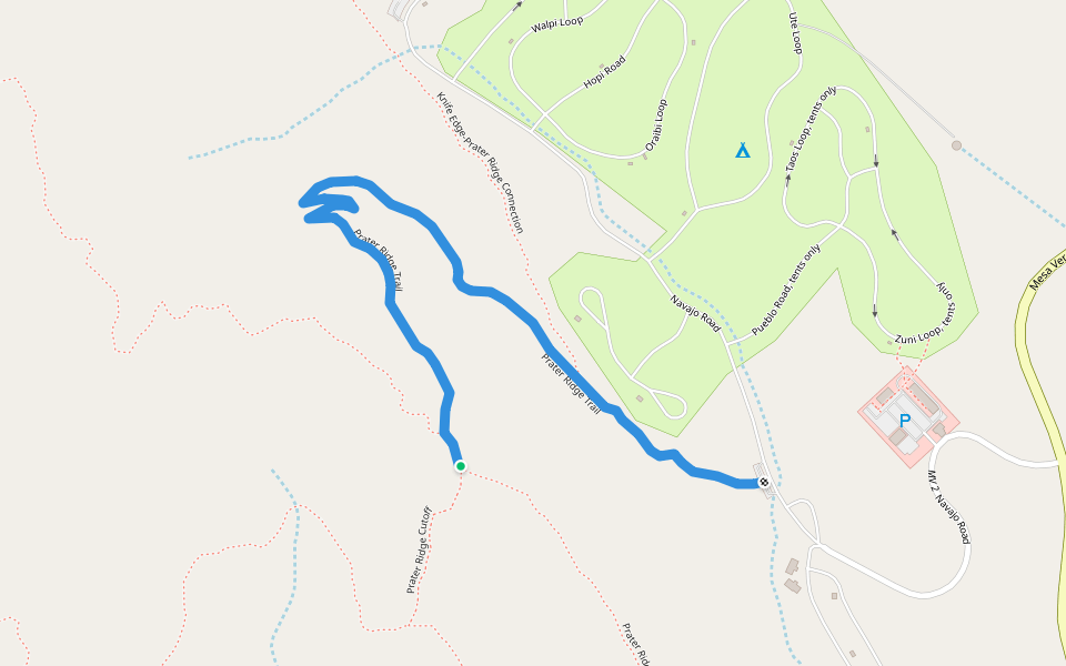 Prater Ridge Trail walking route map in Mancos