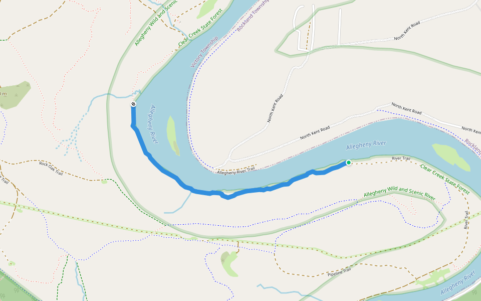 River Trail walking route map in Kennerdell