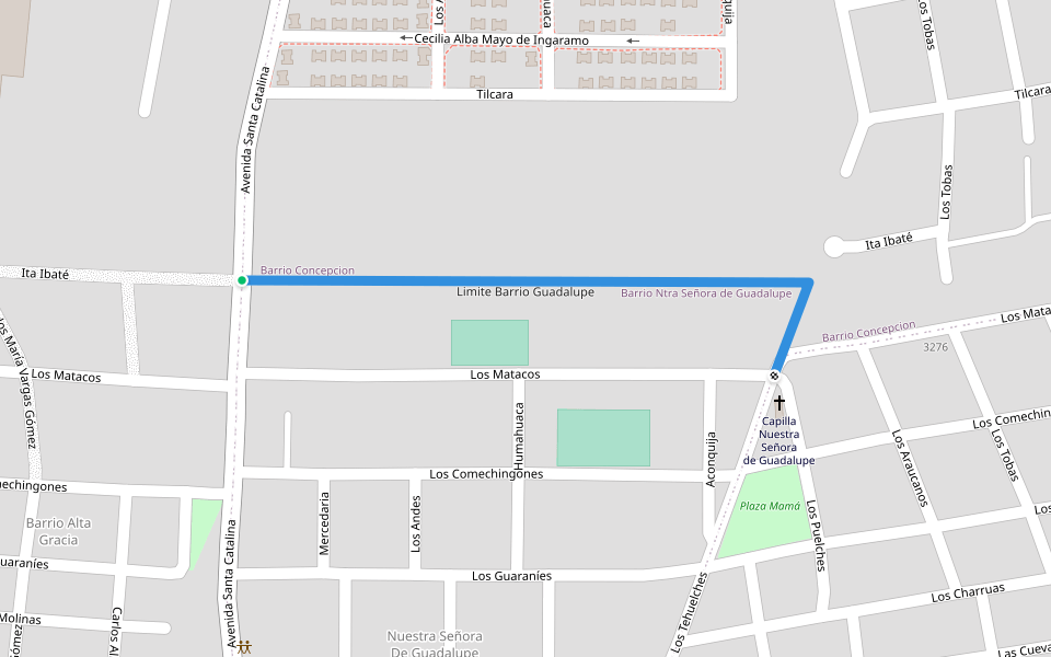 Limite Barrio Guadalupe walking route map in Corrientes