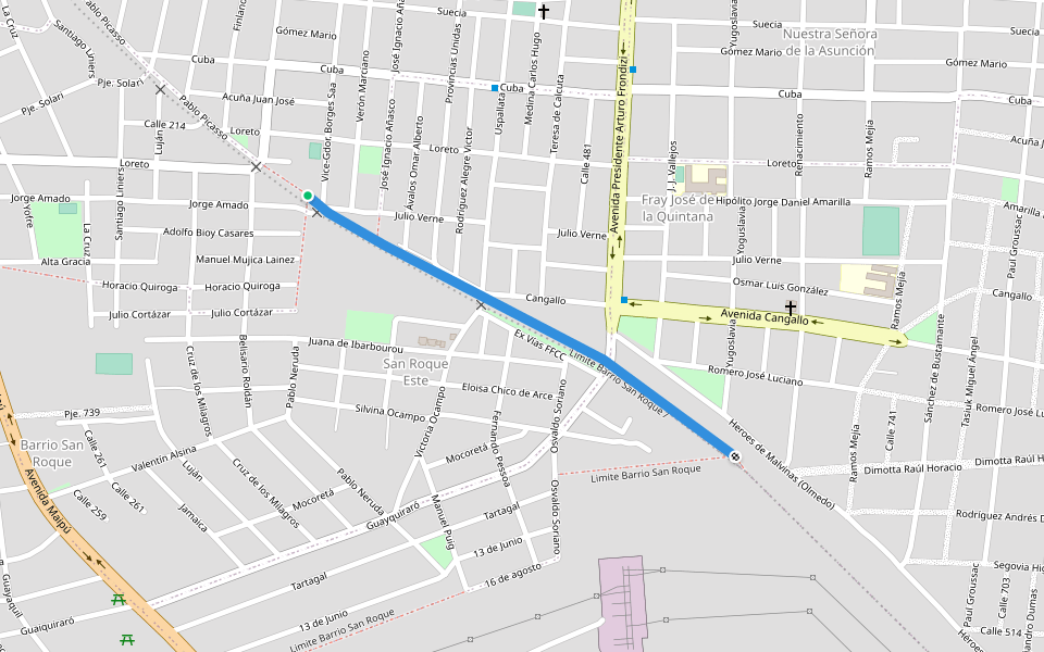 Limite Barrio San Roque / walking route map in Corrientes
