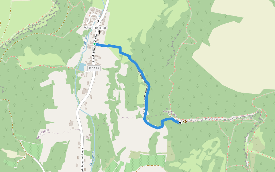Accès - à travers champs - aux falaises walking route map in Cormot-Vauchignon