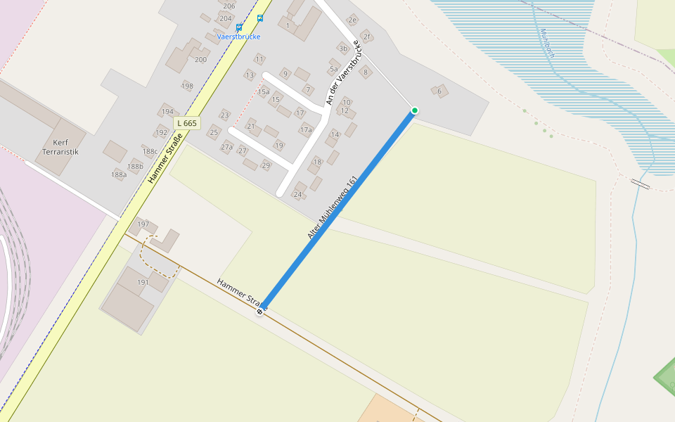 Alter Mühlenweg 161 walking route map in Unna