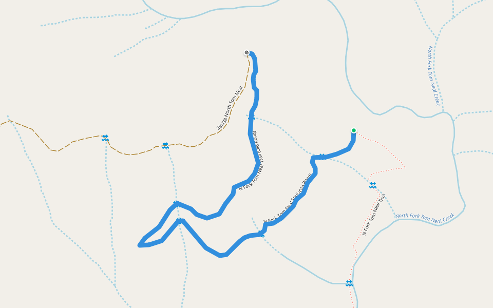 N Fork Tom Neal Trail (Old Road) walking route map in Castella