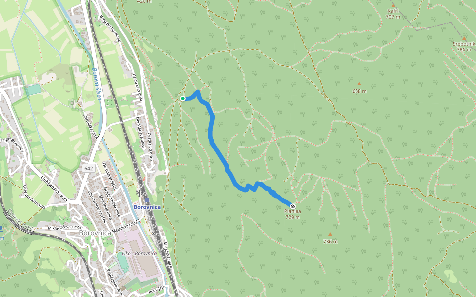 Češnjeva pot walking route map in Vrhnika