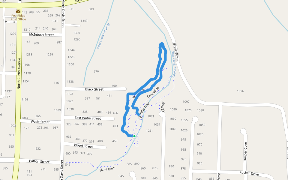 On Ya Left walking route map in Pea Ridge