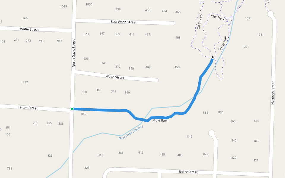 Mule Barn walking route map in Pea Ridge